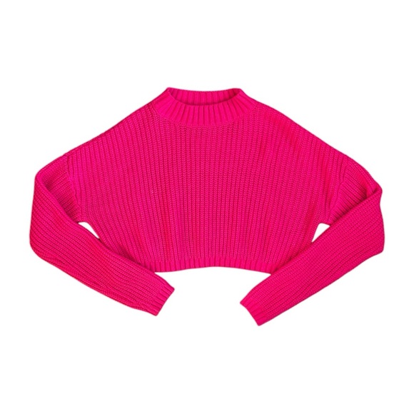 Forever 21 Fuchsia Knit Cropped Sweater Size Small - Picture 1 of 4